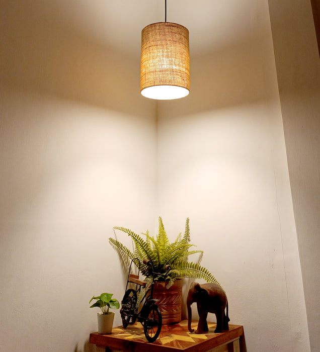 Elementary Beige Wooden Single Hanging Lamp