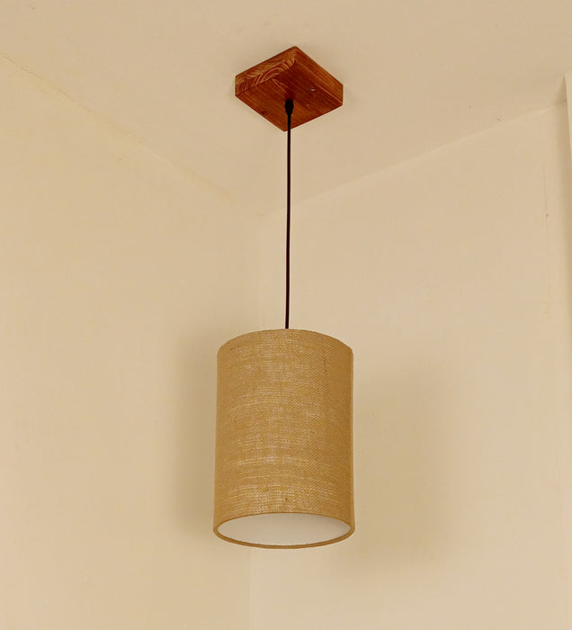 Elementary Beige Wooden Single Hanging Lamp