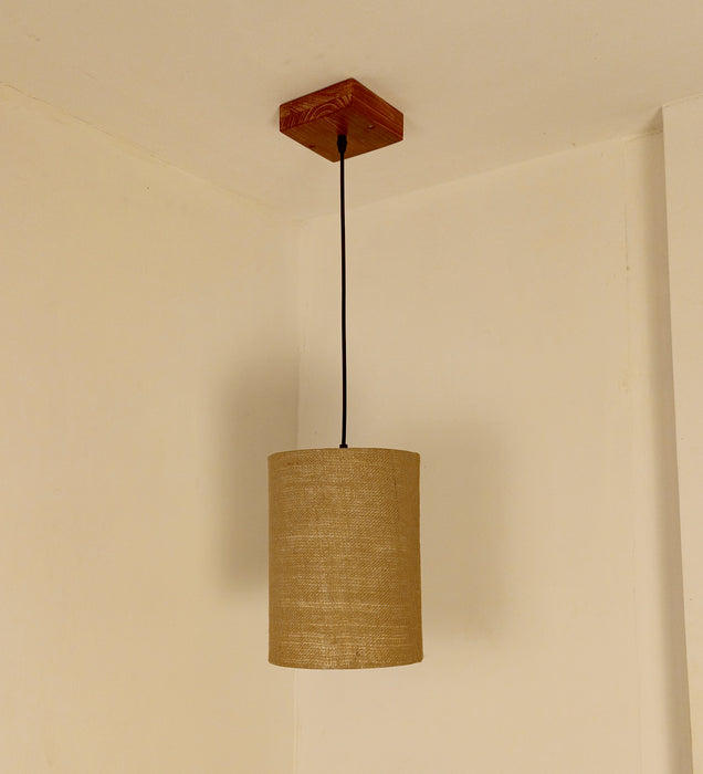 Elementary Beige Wooden Single Hanging Lamp