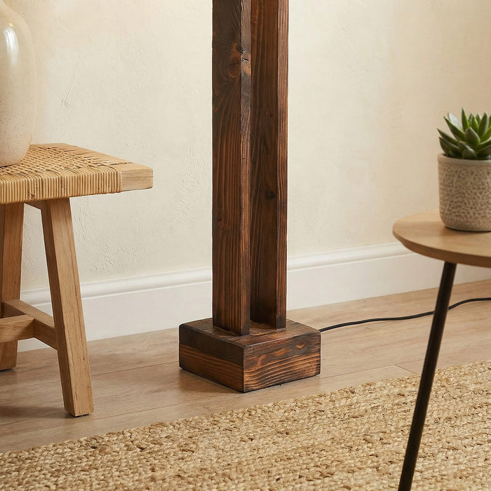 Elevar Wooden LED Floor Lamp with Brown Base