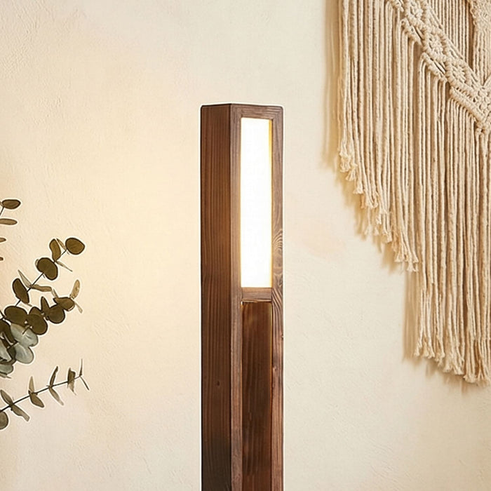 Elevar Wooden LED Floor Lamp with Brown Base