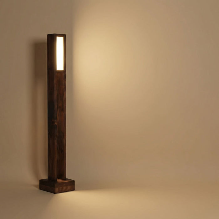 Elevar Wooden LED Floor Lamp with Brown Base