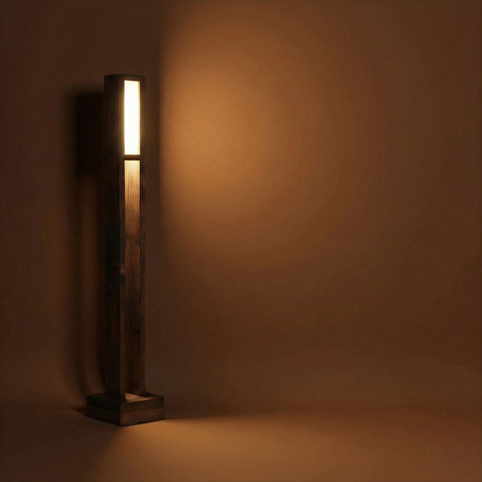 Elevar Wooden LED Floor Lamp with Brown Base