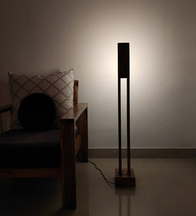 Elevar Wooden LED Floor Lamp with Brown Base