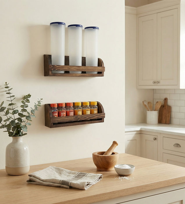 Erik Set of 2 Wooden Wall Shelf Organiser