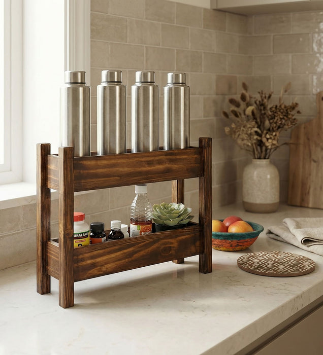 Evana Wooden Kitchen Countertop Organiser