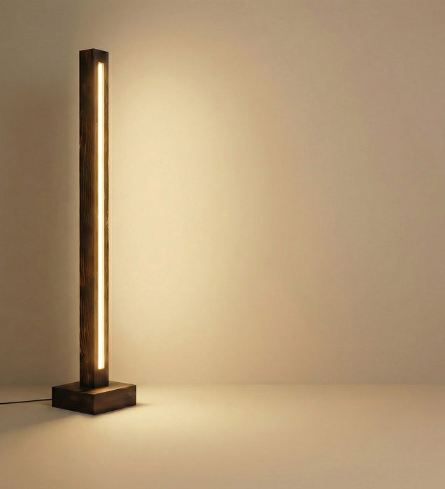 Excalibur LED Wooden Floor Lamp With Brown Base