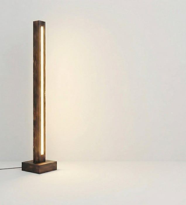 Excalibur LED Wooden Floor Lamp With Brown Base