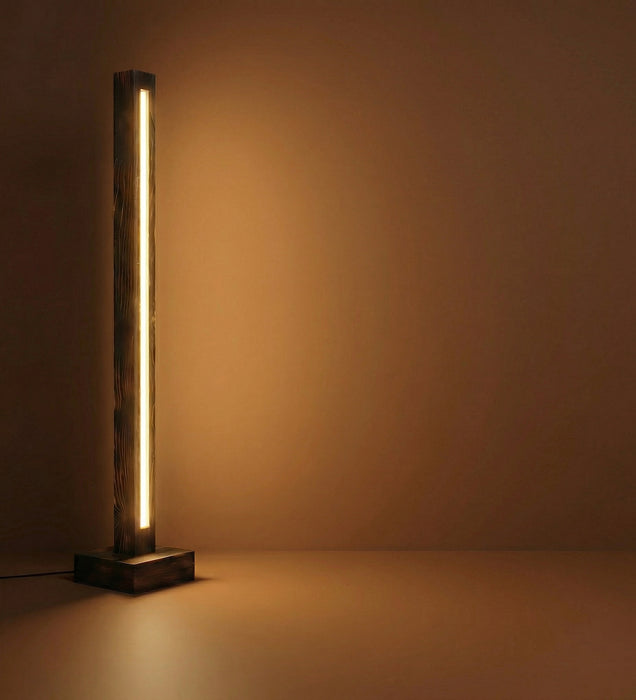 Excalibur LED Wooden Floor Lamp With Brown Base