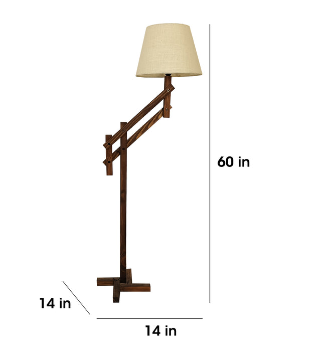 Flamingo Wooden Floor Lamp with Brown Base and Beige Fabric Lampshade