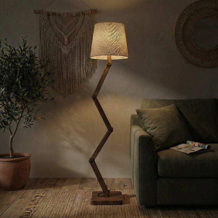 Flex Wooden Floor Lamp with Jute Lampshade
