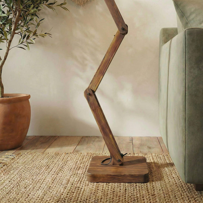 Flex Wooden Floor Lamp with Jute Lampshade