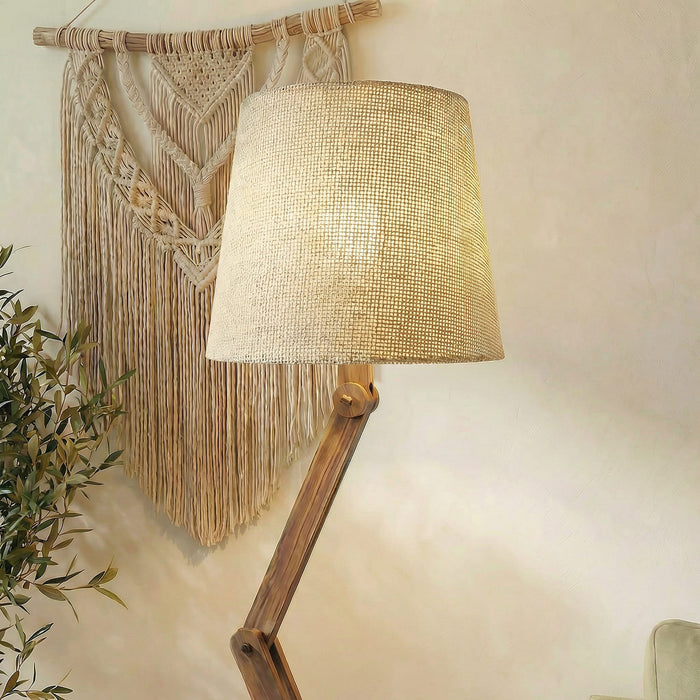 Flex Wooden Floor Lamp with Jute Lampshade
