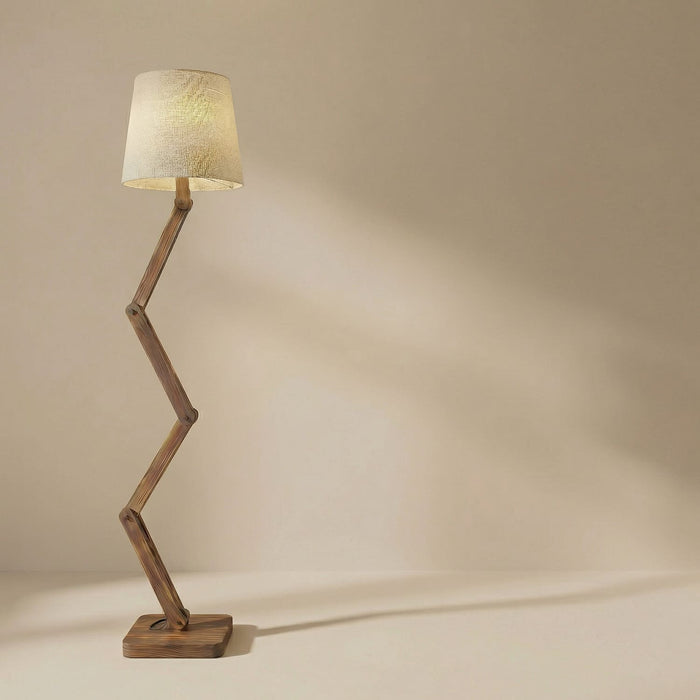 Flex Wooden Floor Lamp with Jute Lampshade