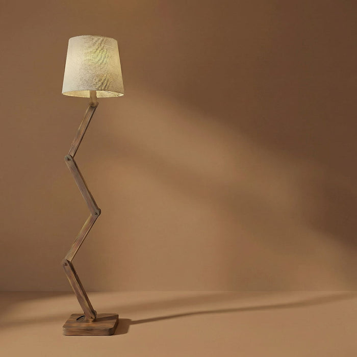 Flex Wooden Floor Lamp with Jute Lampshade