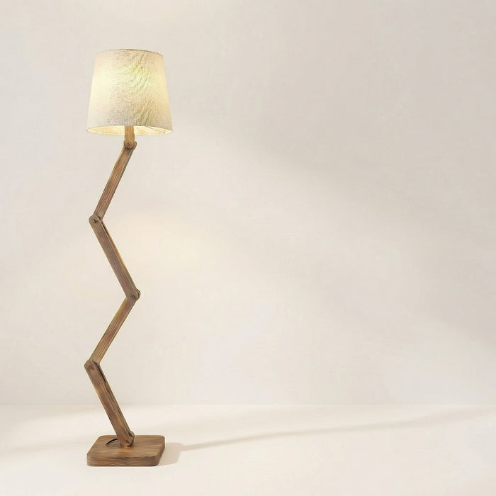 Flex Wooden Floor Lamp with Jute Lampshade