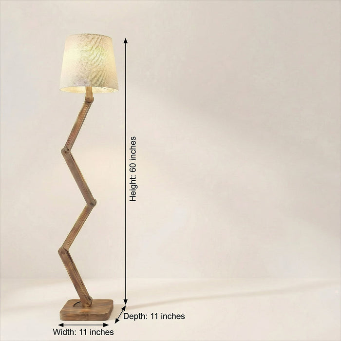 Flex Wooden Floor Lamp with Jute Lampshade