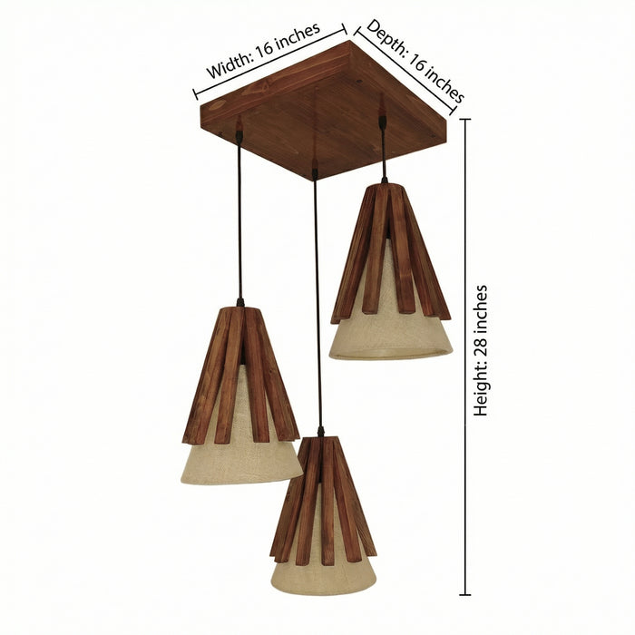 Flue Brown Wooden Cluster Hanging Lamp