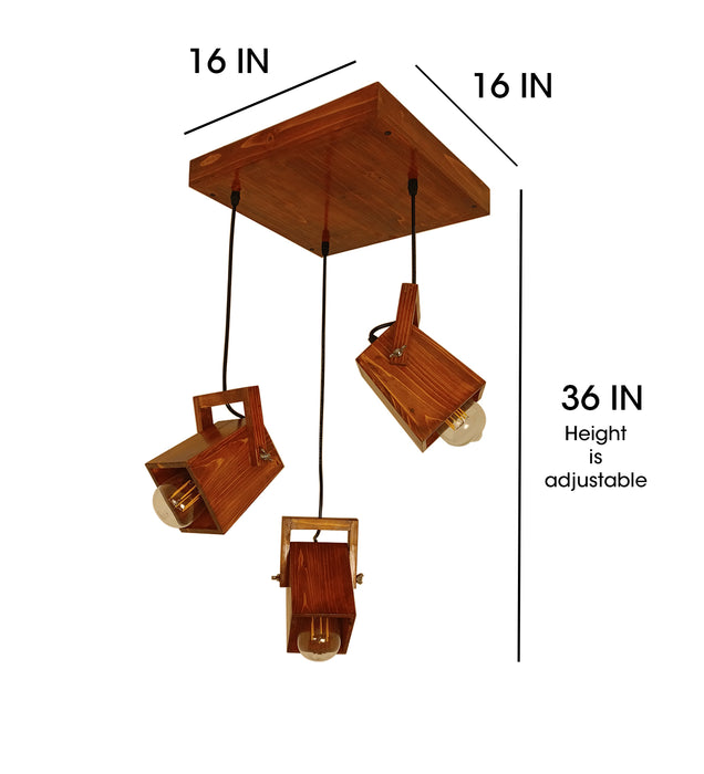Focal Brown Wooden Cluster Hanging Lamp