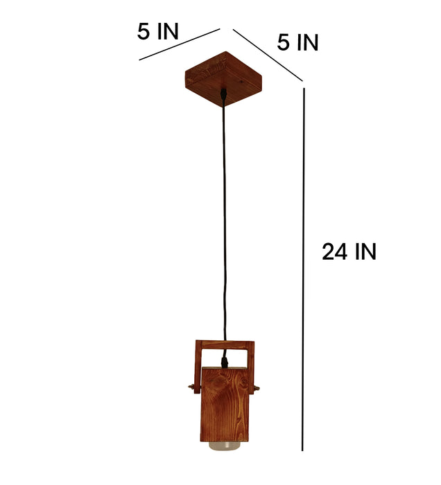 Focal Brown Wooden Single Hanging Lamp