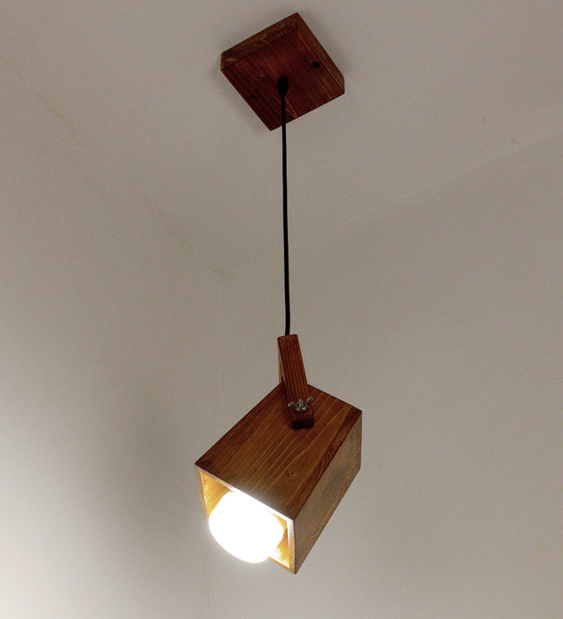 Focal Brown Wooden Single Hanging Lamp