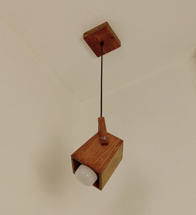 Focal Brown Wooden Single Hanging Lamp