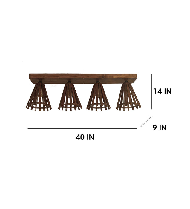 Funnel Brown Wooden 4 Series Ceiling Lamp