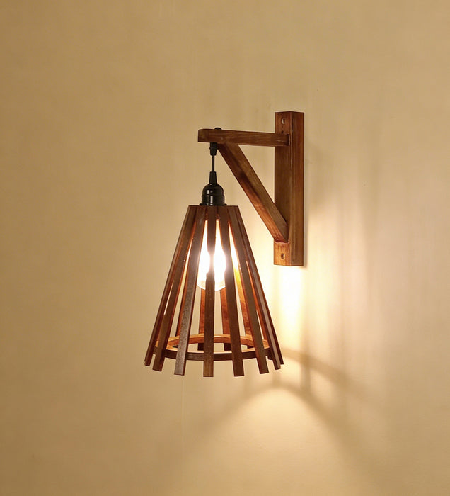 Funnel L Brown Wooden Wall Light