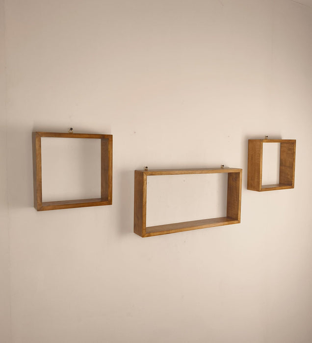 GEORGE III Rectangular Shaped Set of 3 Wooden Wall Shelves