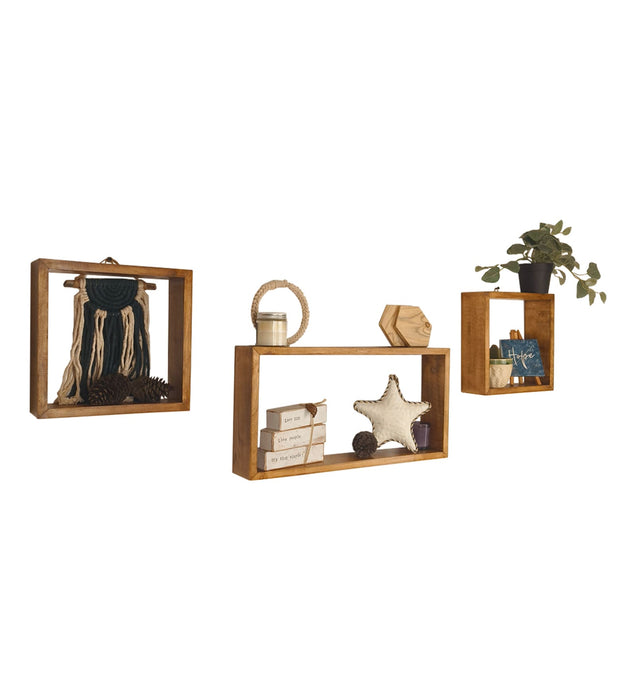 GEORGE III Rectangular Shaped Set of 3 Wooden Wall Shelves