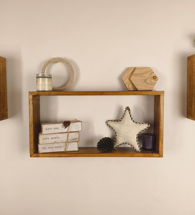 GEORGE III Rectangular Shaped Set of 3 Wooden Wall Shelves