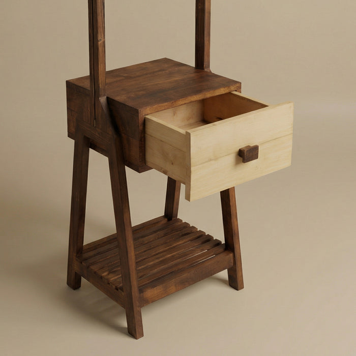 Gabrielle Wooden Floor Lamp with Brown Base and Jute Fabric Lampshade