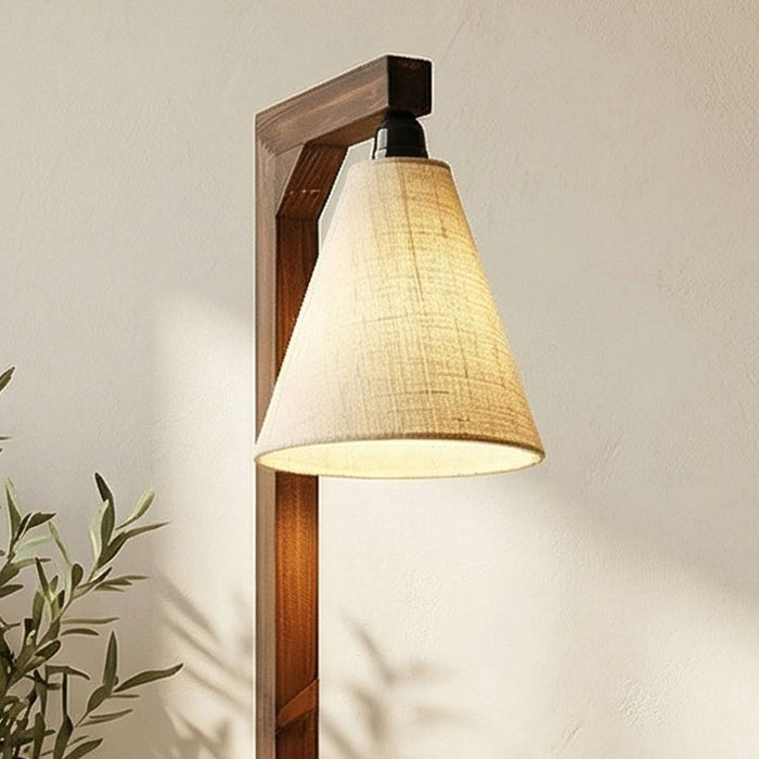 Gerard Wooden Shelf Floor Lamp with Jute Lampshade