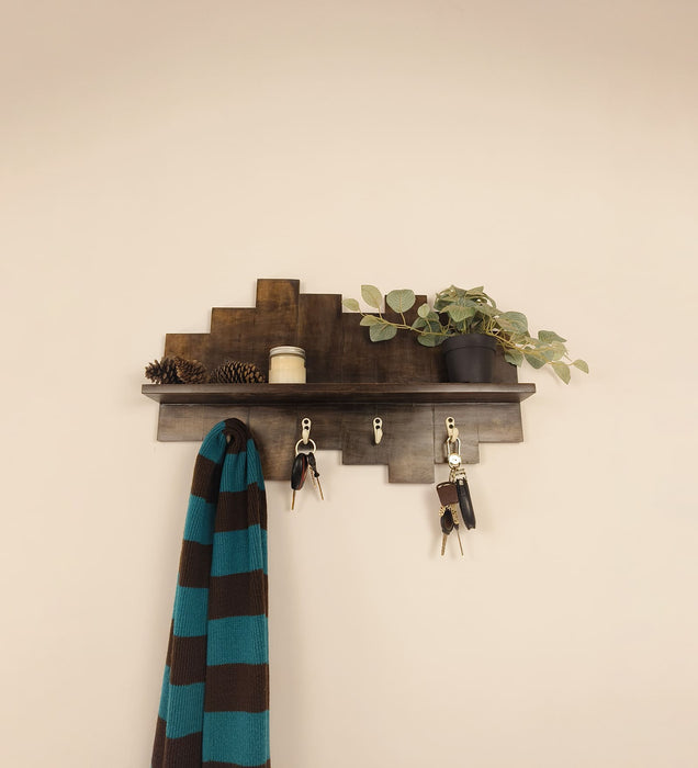 Glencroft Wooden Wall Shelf Organiser with Key Holders