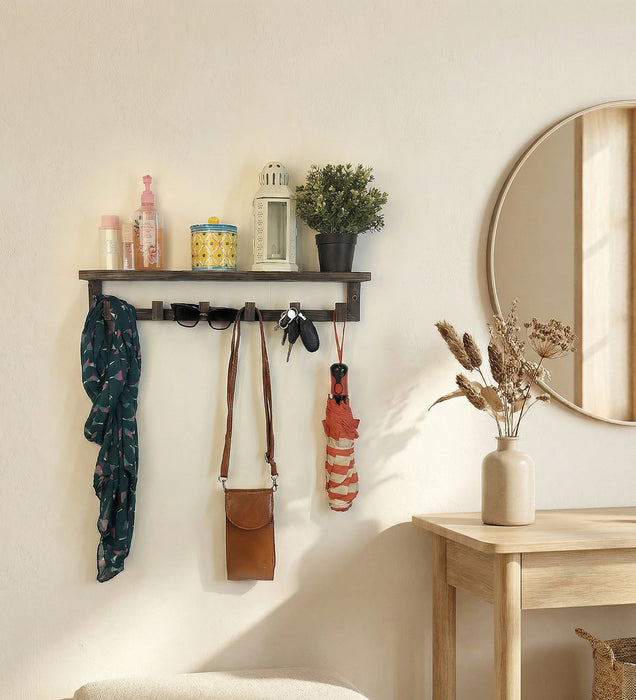 Gregor Wooden Wall Shelf Organiser with Key Holders