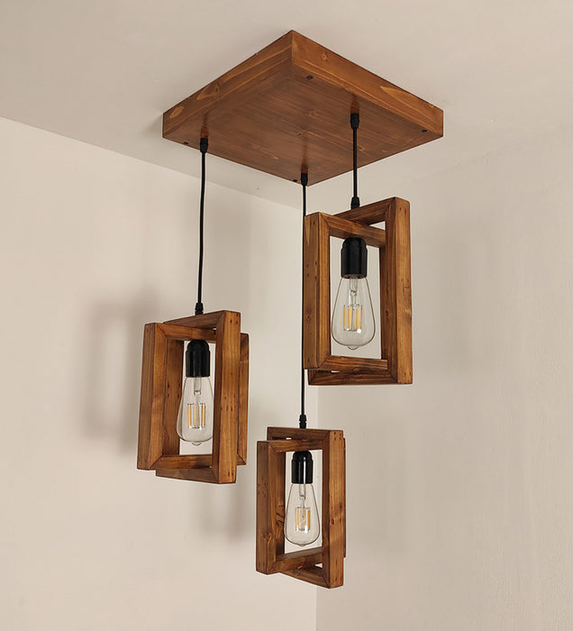 Gyro Brown Wooden Cluster Hanging Lamp