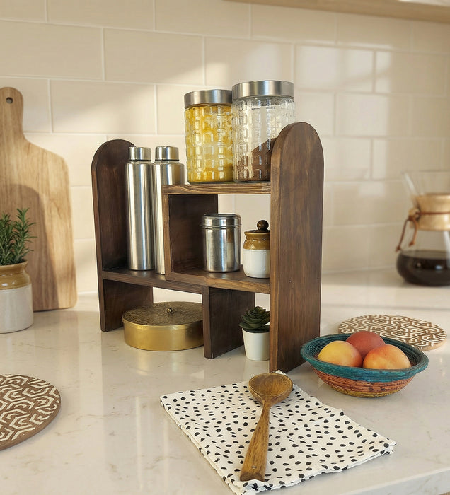 Helene Wooden Kitchen Countertop Organiser