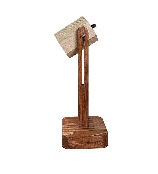 Hexspot Brown Wooden Table Lamp with Beige Wooden Lampshade