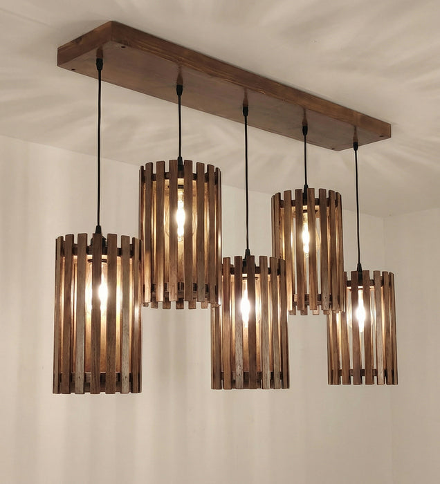 Hexar Brown Wooden 5 Series Hanging Lamp
