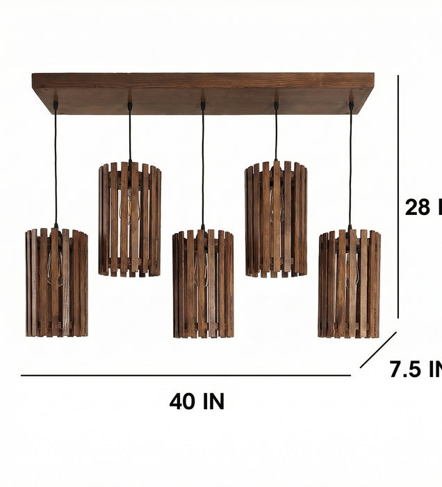Hexar Brown Wooden 5 Series Hanging Lamp