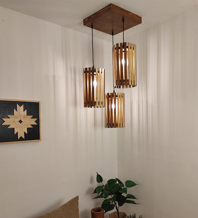Hexa Beige & Brown Cluster Hanging Lamp
