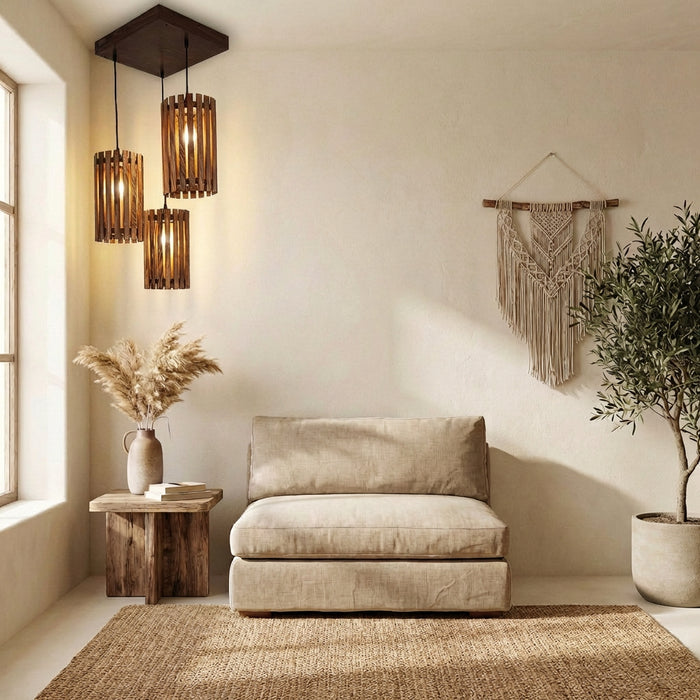 Hexa Beige & Brown Cluster Hanging Lamp