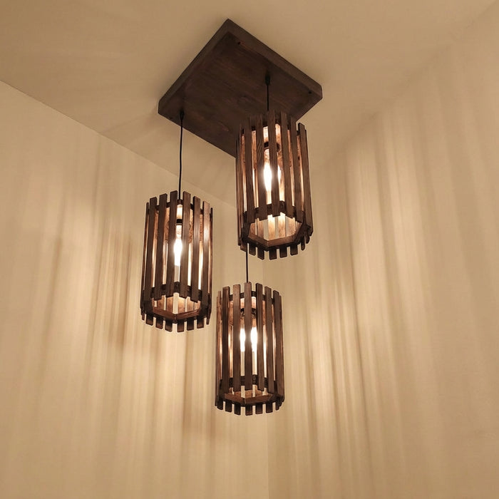 Hexa Beige & Brown Cluster Hanging Lamp