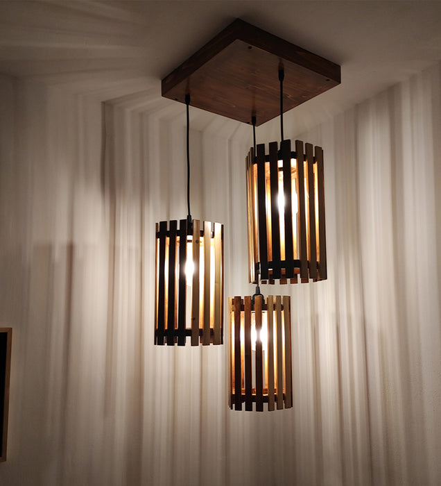 Hexa Beige & Brown Cluster Hanging Lamp