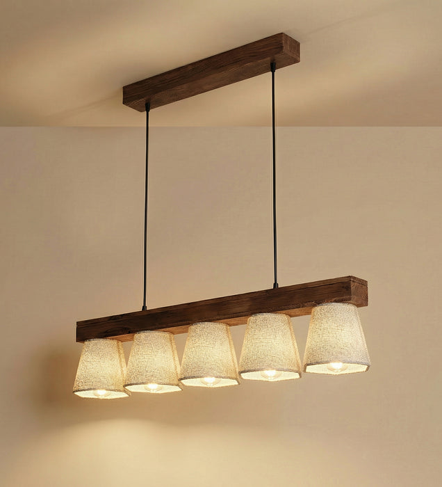 Hexa Brown Series Hanging Lamp with Beige Fabric Lampshades