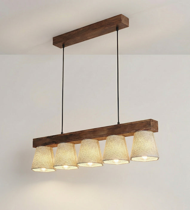 Hexa Brown Series Hanging Lamp with Beige Fabric Lampshades