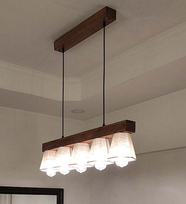 Hexa Brown Series Hanging Lamp with Beige Fabric Lampshades