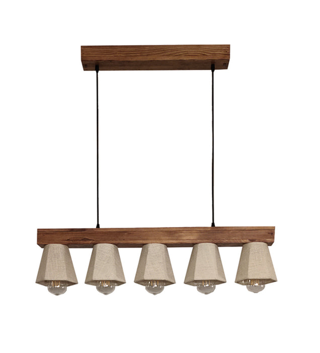 Hexa Brown Series Hanging Lamp with Beige Fabric Lampshades