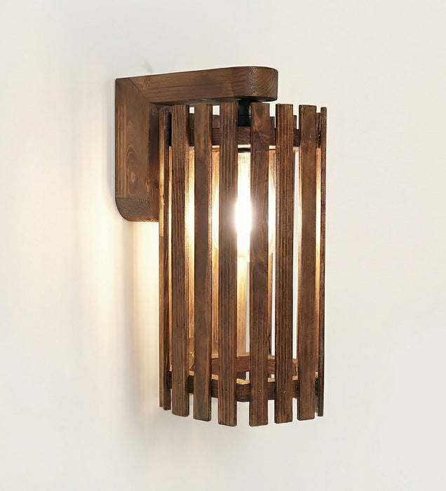 Hexa Brown Wooden Wall Light
