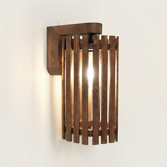 Hexa Brown Wooden Wall Light